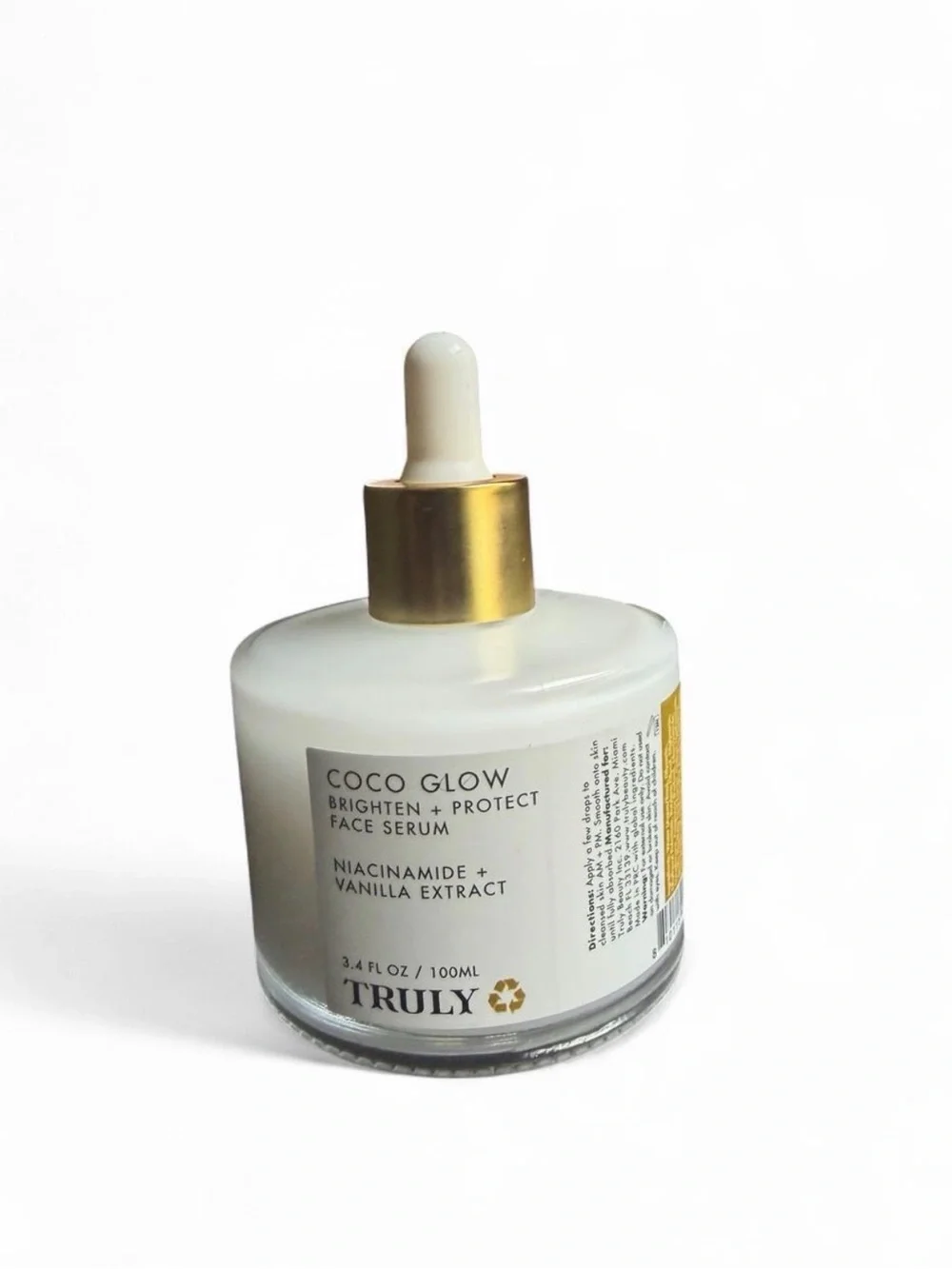 TRULY Coco Glow Brighten + Protect Face Serum — White & Gold